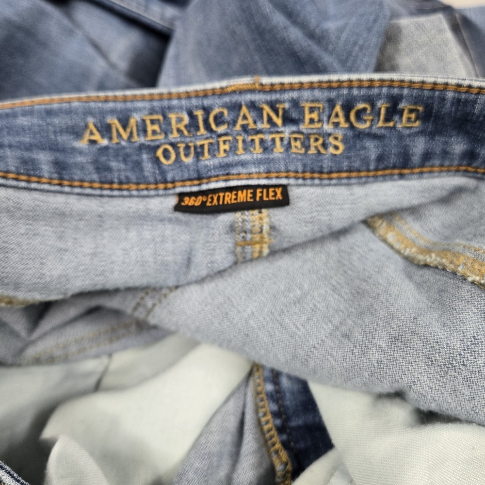 American Eagle Men Jeans 34X34 Blue Slim Straight 360 Extreme Flex Distressed - Picture 3 of 12